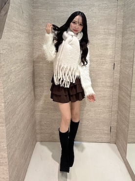 「アイテム（ストール/ショール）」を使った、naoさん（レディース・159cm）の秋コーディネート