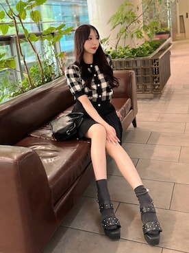 「アイテム（セットアップ、ブラック系）」を使った、naoさん（レディース・159cm）の夏コーディネート