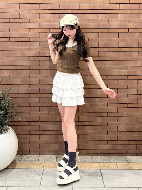 CRANK SEOUL フリル ホワイト カンカンミニスカート スカート フリルカンカン ミニスカート バレエコア フリル