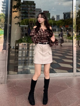 「アイテム（ベルト）」を使った、naoさん（レディース・159cm）の秋コーディネート
