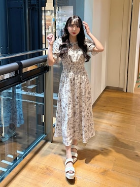 「花柄ワンピース」｜naoさん（レディース・159cm）の夏コーディネート