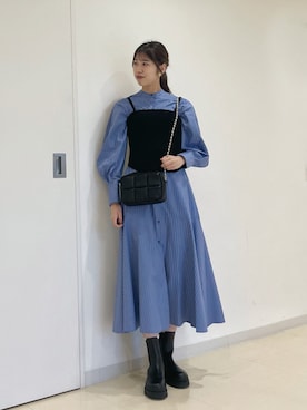 「NANO universe（ナノユニバース）のアイテム（シャツワンピース）」を使った、natsukaさん（レディース・160cm）の秋コーディネート
