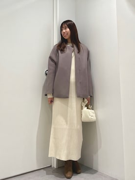 「NANO universe（ナノユニバース）のアイテム（ノーカラーコート）」を使った、natsukaさん（レディース・160cm）の秋コーディネート