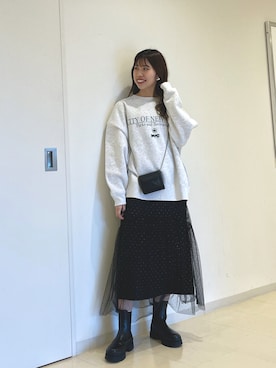 「nano・universe」｜「アイテム（スウェット）」を使った、natsukaさん（レディース・160cm）の秋コーディネート