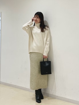 「ハイネックニット」｜natsukaさん（レディース・160cm）の冬コーディネート