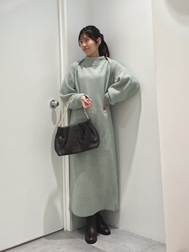 「ゆるニット」｜「アイテム（ワンピース/ドレス）」を使った、natsukaさん（レディース・160cm）の冬コーディネート