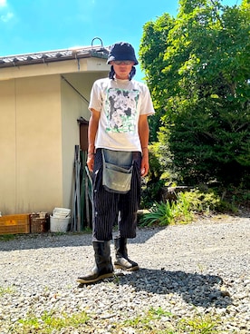 「GOODENOUGH（グッドイナフ）のアイテム（帽子）」を使った、よっぴさん（メンズ・182cm）の夏コーディネート