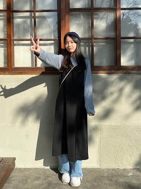 「NET（ネット）のアイテム（パンツ）」を使った、小戴さん（レディース・154cm）の冬コーディネート