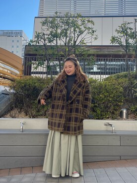 「Ungrid（アングリッド）のアイテム（その他アウター）」を使った、鈴木悠花さん（レディース・151cm）の冬コーディネート