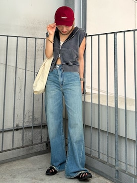 「アイテム（パーカー）」を使った、鈴木悠花さん（レディース・151cm）の夏コーディネート