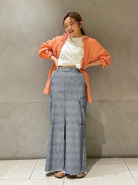 「Ungrid（アングリッド）のアイテム（デニムスカート）」を使った、鈴木悠花さん（レディース・151cm）の春コーディネート