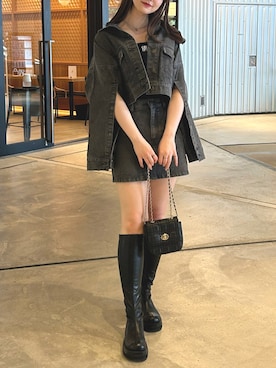 「アイテム（デニムスカート）」を使った、todaさん（レディース・165cm）の秋コーディネート