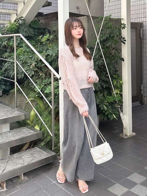 セール】ショルダースリットリボンモヘアニット（ニット