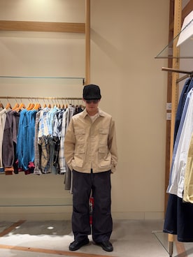 「Franklin Climbing（フランクリンクライミング）の【Franklin Climbing】ユニセックス/アルパインスノーカモパンツ（カーゴパンツ、ブルー系）」を使った、サハシタカヤさん（メンズ・172cm）の春コーディネート
