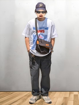 「NEW BALANCE（ニューバランス）のアイテム」を使った、BATSUさん（メンズ・171cm）の夏コーディネート