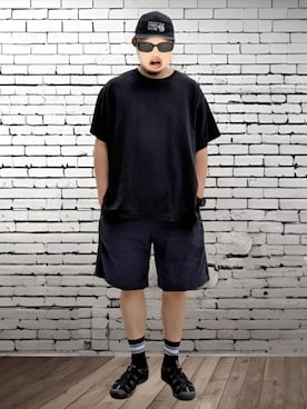 「KEEN（キーン）のキーン KEEN NEWPORT H2BLACK（スニーカー、ブラック系）」を使った、BATSUさん（メンズ・171cm）の夏コーディネート
