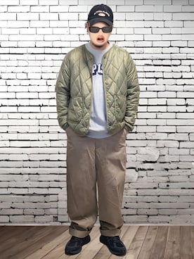 「アイテム（ミリタリージャケット）」を使った、BATSUさん（メンズ・171cm）の冬コーディネート