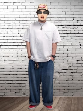 「Supreme （シュプリーム）のアイテム」を使った、BATSUさん（メンズ・171cm）の夏コーディネート