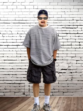 「アイテム（デジタル腕時計）」を使った、BATSUさん（メンズ・171cm）の夏コーディネート