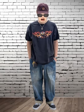 「niko and...（ニコアンド）の12.5oz ペインターデニムパンツ　PAINTER DENIM PANTS　[niko and ...JEANS]（デニムパンツ、ブルー系）」を使った、BATSUさん（メンズ・171cm）の夏コーディネート