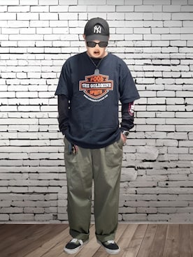 「FREAK'S STORE（フリークスストア）の【古着】フリークスストア　チノパン（パンツ、グリーン系）」を使った、BATSUさん（メンズ・171cm）の春コーディネート