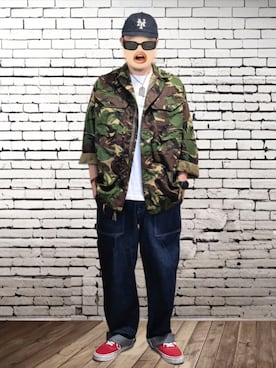 「アイテム（ミリタリージャケット）」を使った、BATSUさん（メンズ・171cm）の秋コーディネート