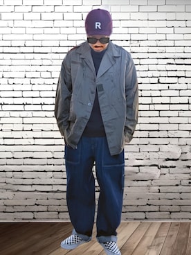 「アイテム（ミリタリージャケット）」を使った、BATSUさん（メンズ・171cm）の秋コーディネート