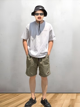 「ハーフパンツ」｜BATSUさん（メンズ・171cm）の夏コーディネート