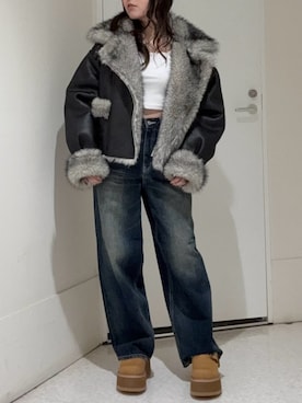 「アイテム（スリッポン）」を使った、黒石夏帆さん（レディース・155cm）の秋コーディネート