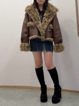 「厚底ブーツ」｜「アイテム（ブルゾン）」を使った、黒石夏帆さん（レディース・155cm）の秋コーディネート