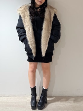 「EVRIS（エヴリス）のアイテム」を使った、黒石夏帆さん（レディース・155cm）の冬コーディネート