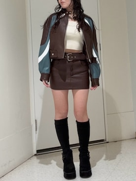 黒石夏帆さん（レディース・155cm）の冬コーディネート