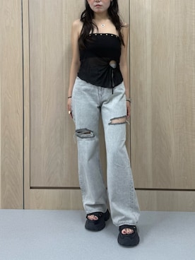 「EVRIS（エヴリス）のアイテム」を使った、黒石夏帆さん（レディース・155cm）の夏コーディネート