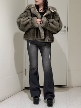 「厚底ブーツ」｜「アイテム（ブルゾン）」を使った、黒石夏帆さん（レディース・155cm）の秋コーディネート