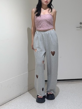 「EVRIS（エヴリス）のアイテム（パンツ）」を使った、黒石夏帆さん（レディース・155cm）の夏コーディネート