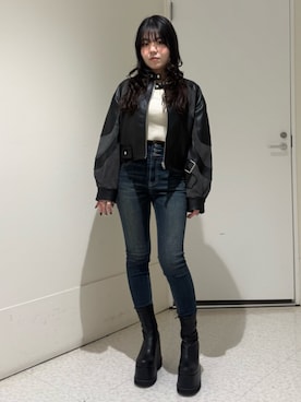 黒石夏帆さん（レディース・155cm）の冬コーディネート