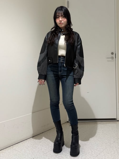 エンブレムドッキングバイカーブルゾン