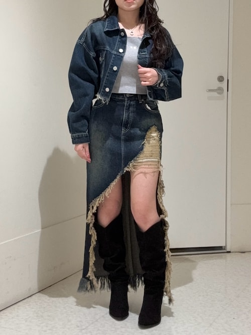 ヴィンテージライクカラーデニムブルゾン【セットアップ着用可能】