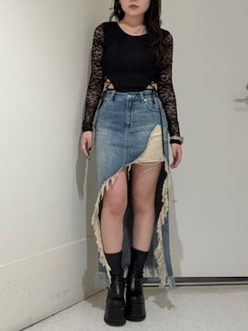 「EVRIS（エヴリス）のアイテム」を使った、黒石夏帆さん（レディース・155cm）の春コーディネート