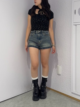 「EVRIS（エヴリス）のアイテム」を使った、黒石夏帆さん（レディース・155cm）の夏コーディネート