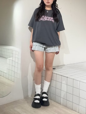 「EVRIS（エヴリス）のアイテム（パンツ）」を使った、黒石夏帆さん（レディース・155cm）の夏コーディネート
