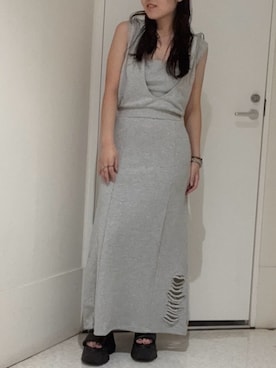 「スウェットワンピース」｜黒石夏帆さん（レディース・155cm）の夏コーディネート