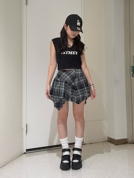 「スタッズ」｜黒石夏帆さん（レディース・155cm）の夏コーディネート