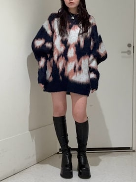 「EVRIS（エヴリス）のアイテム」を使った、黒石夏帆さん（レディース・155cm）の冬コーディネート