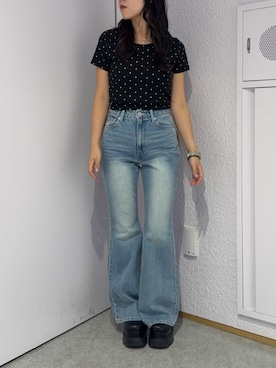 「EVRIS（エヴリス）のアイテム」を使った、黒石夏帆さん（レディース・155cm）の夏コーディネート