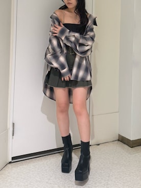 「厚底」｜黒石夏帆さん（レディース・155cm）の夏コーディネート