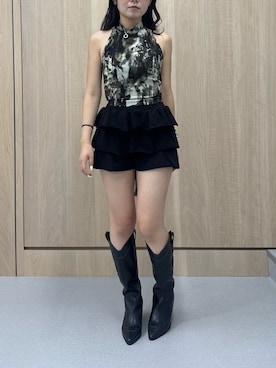 「EVRIS（エヴリス）のアイテム（パンツ）」を使った、黒石夏帆さん（レディース・155cm）の夏コーディネート