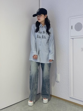 「EVRIS（エヴリス）のアイテム」を使った、黒石夏帆さん（レディース・155cm）の夏コーディネート