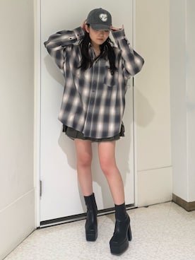 「アイテム（ブーツ）」を使った、黒石夏帆さん（レディース・155cm）の夏コーディネート