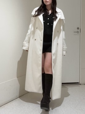 「アイテム（つなぎ/オールインワン）」を使った、黒石夏帆さん（レディース・155cm）の冬コーディネート